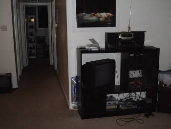 The entertainment center and down the hall to my room